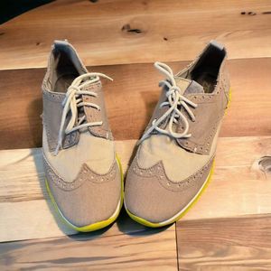 Cole Haan ZeroGrand Wingtip Oxford Taupe Tan Yellow Shoes Women’s 6.5